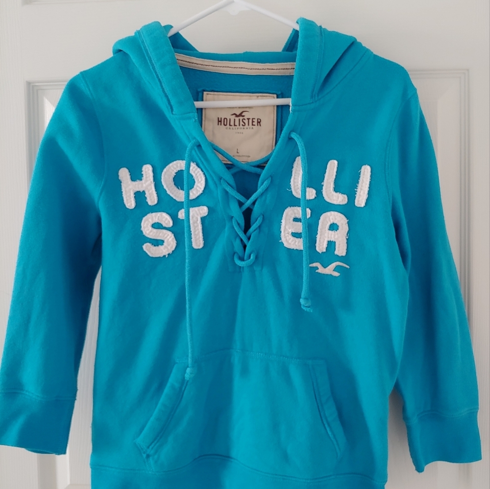 Light Blue Y2K Hollister Hoodie - Kids Large